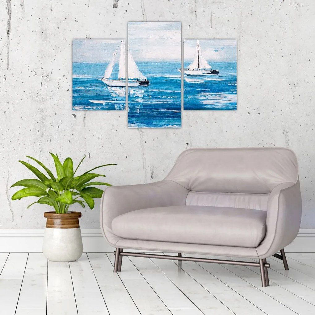 Tablou - Pictură yacht pe mare (90x60 cm)