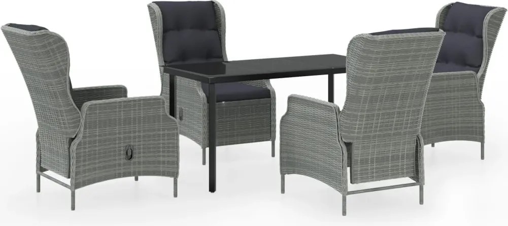 vidaXL Set de mobilier pentru grădină, 5 piese, gri deschis