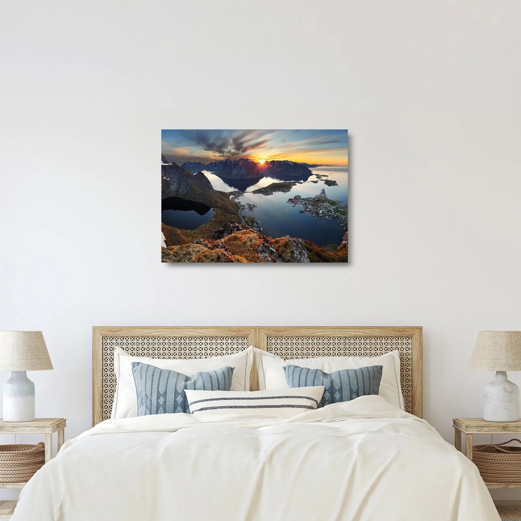 Tablou pe sticlă - Peisaj montan, Norvegia (70x50 cm)
