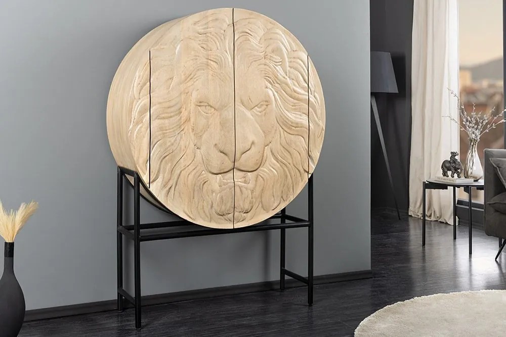 Bufet Elegant din Lemn de Mango, Albit, LION 140cm 3D