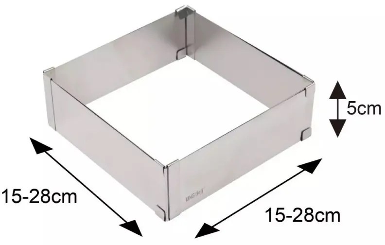 Forma de copt Kinghoff KH 1906, Reglabila 15,5-28 cm, Otel inoxidabil, Argintiu