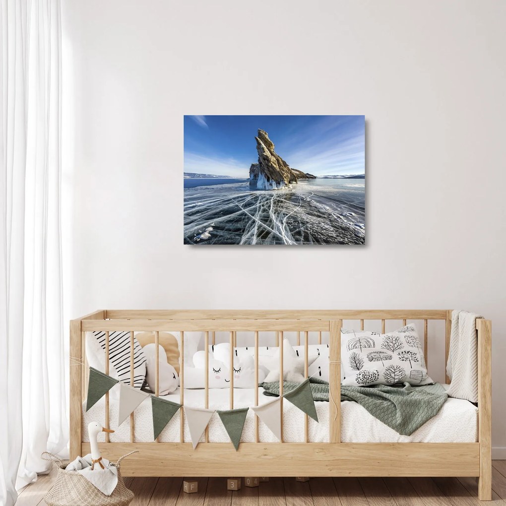 Tablou pe sticlă cu piatra înghețată (70x50 cm)