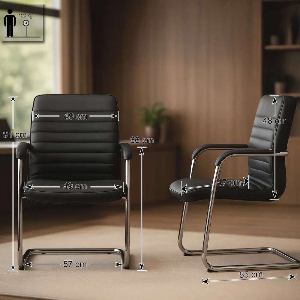 Scaun de așteptare gri OFF 835 din piele ecologică cu aspect elegant