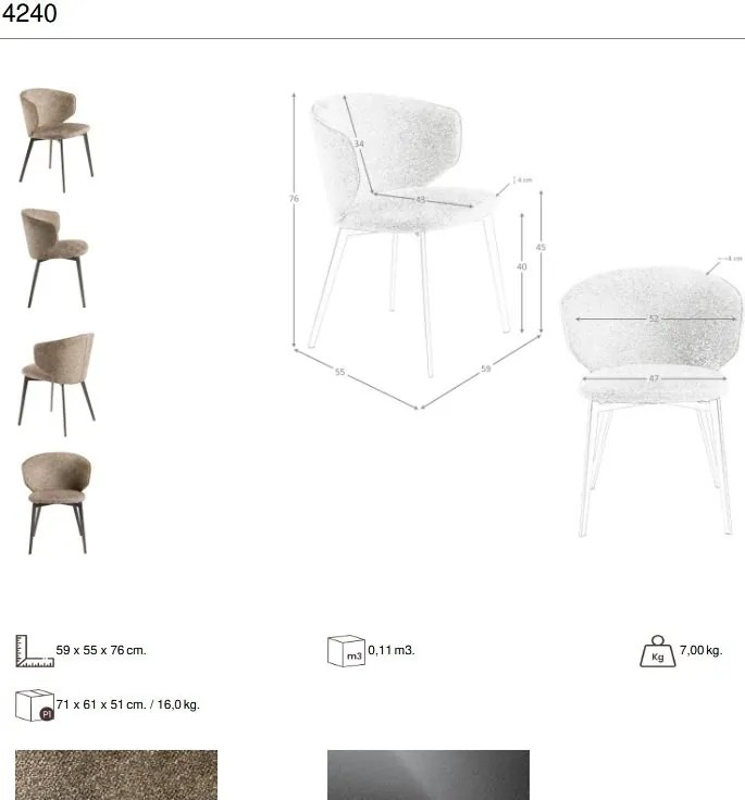 Scaun LUX design italian Brown marbled