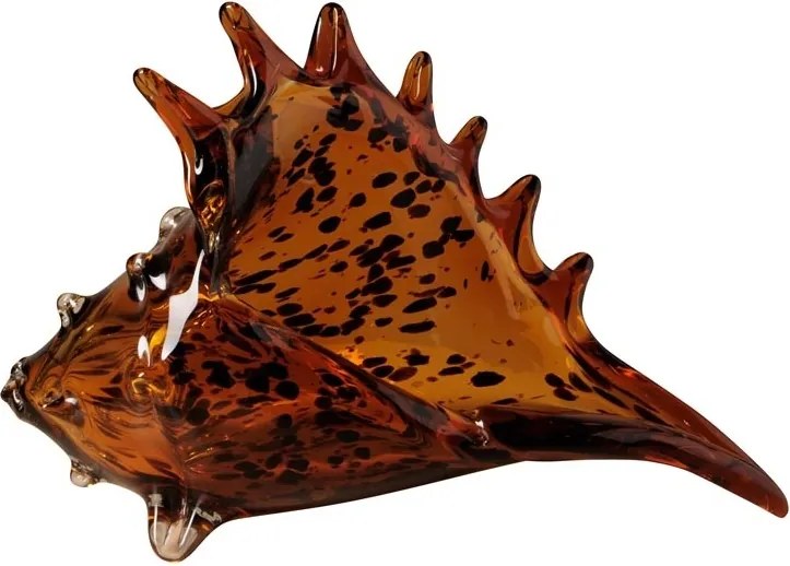 Decoratiune de masa, din sticla, in forma de scoica, H18cm, Leopard
