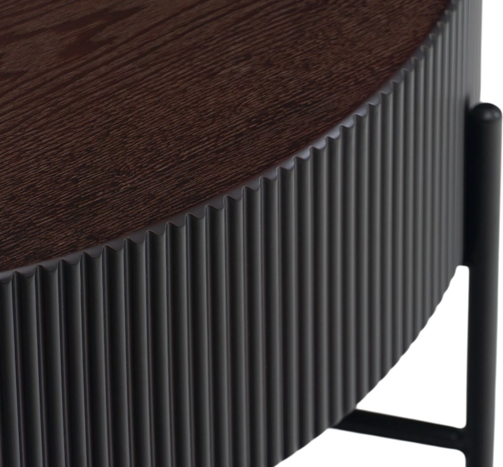 Măsuță de cafea pentru living Corbi 80 cm - nuc închis / negru mat