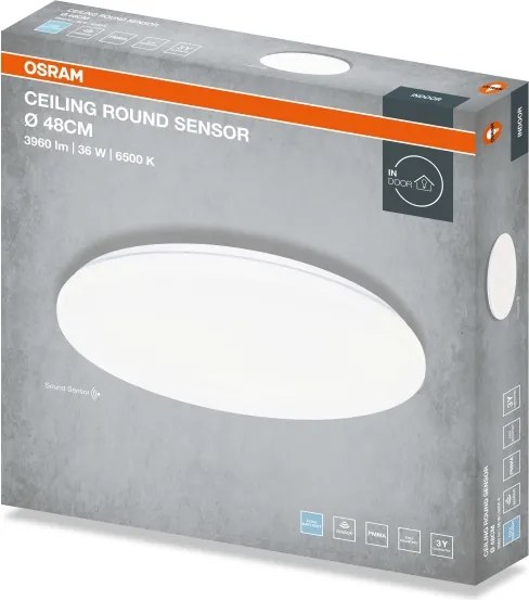 Osram - Plafonieră LED rotundă, 36W, 230V, 6500K (lumină rece), Ø 48 cm, alb