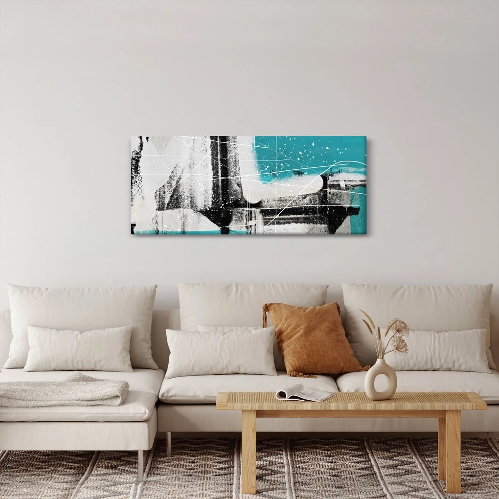 Tablou - Abstract turcoaz (120x50 cm)
