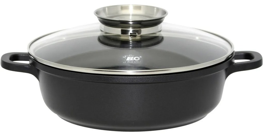 Elo 19628 Tigaie cu capac din sticlă și mâneraromat Alucast 28 cm, 28 cm