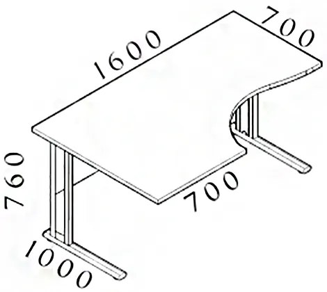 Masa ergonomica Visio 160 x 100 cm, stanga, cires