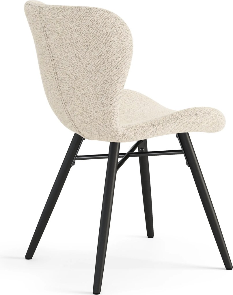 MAZZONI EXPORT ALTEA Crem (țesătură Monza 90) / picioare negre – SCAUN MODERN TAPIȚAT CU BOUCLÉ PENTRU LIVING, SUFRAGERIE ȘI BUCĂTĂRIE