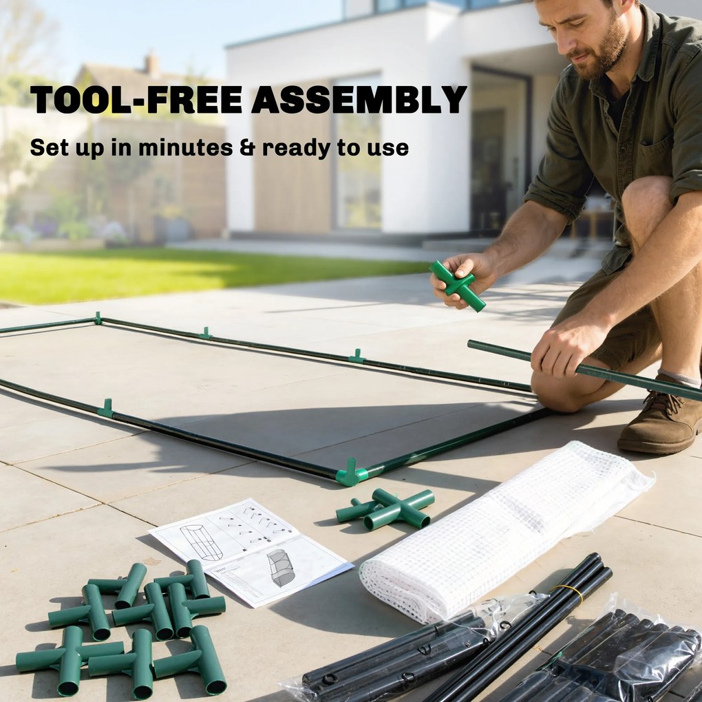 Outsunny Seră cu folie PE tip plasă, seră de folie rezistentă la iarnă din oțel, seră 200 x 100 x 80 cm Alb | Aosom Romania