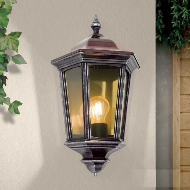 Aplica de perete exterior stil clasic IP44 Hermine AL 11K/82515/A schwarz-silber OR