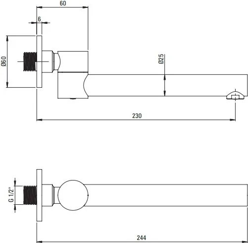 PIPĂ CADĂ ROTUNDĂ CASCADA - finisaj auriu periat NAC_R87K