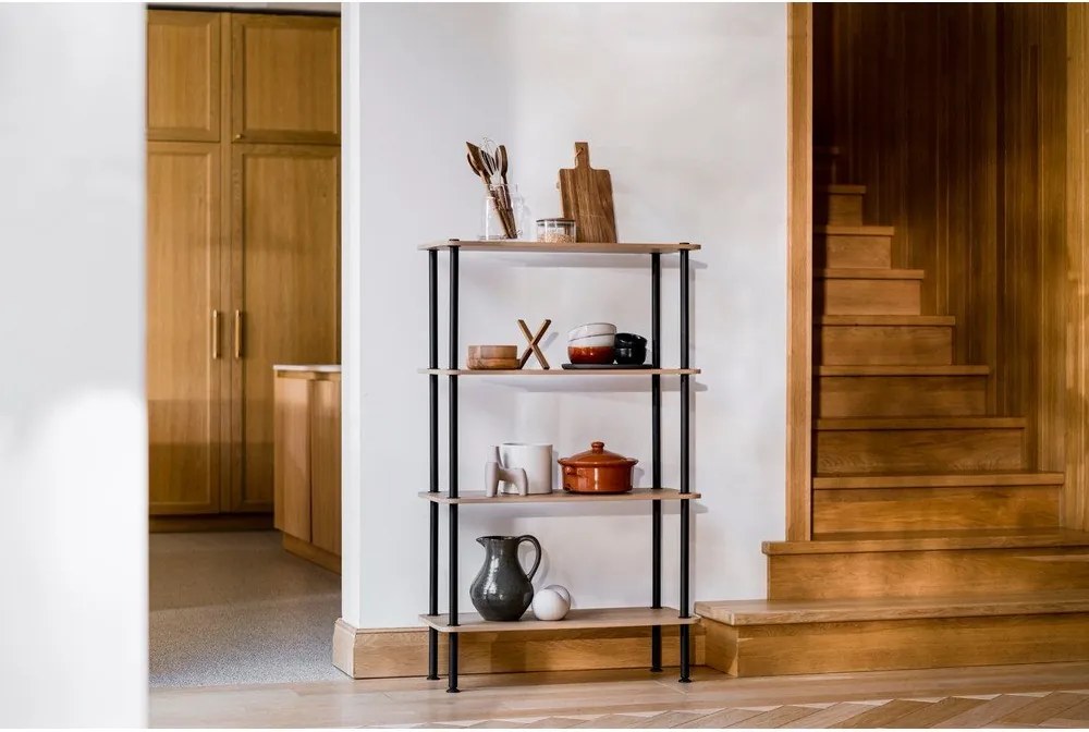 Etajeră în culoare naturală cu aspect de lemn de stejar 80x127x35 cm Teidi – noo.ma