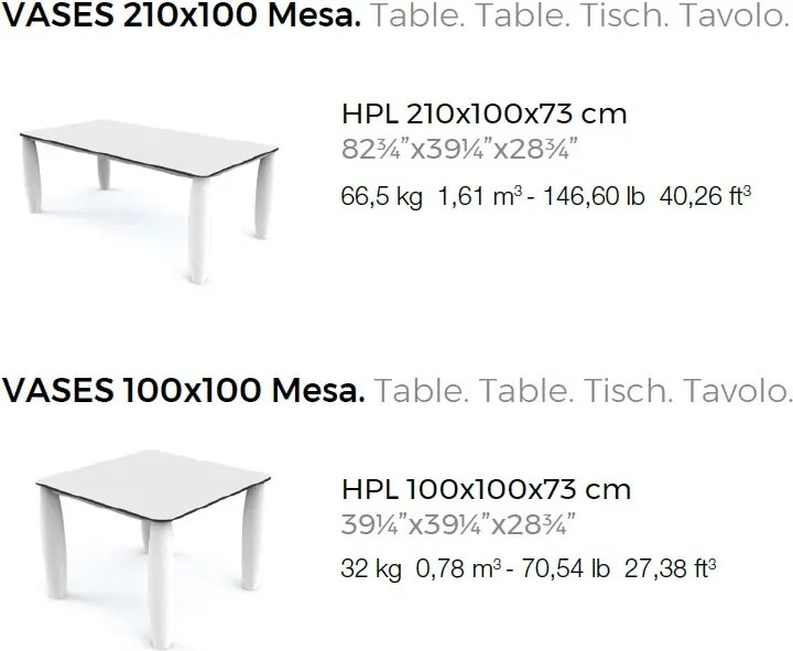 Masa dining de exterior / interior design modern premium VASES 210x100cm