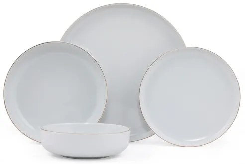 Set de masă, 24 piese, porțelan alb cu accente aurii