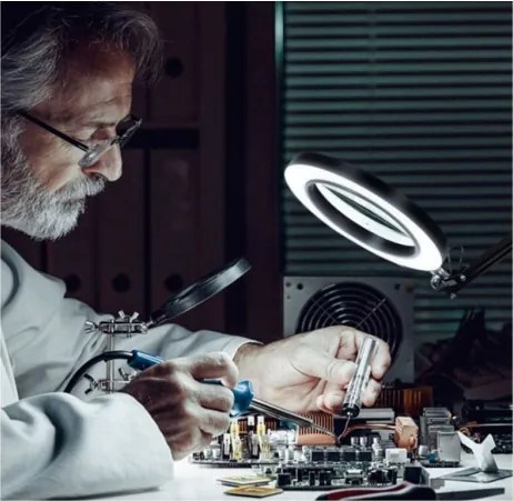 Lampă LED dimabilă de masă cu lupă Extol LED/8W/5V 2900/4500/7500K negru