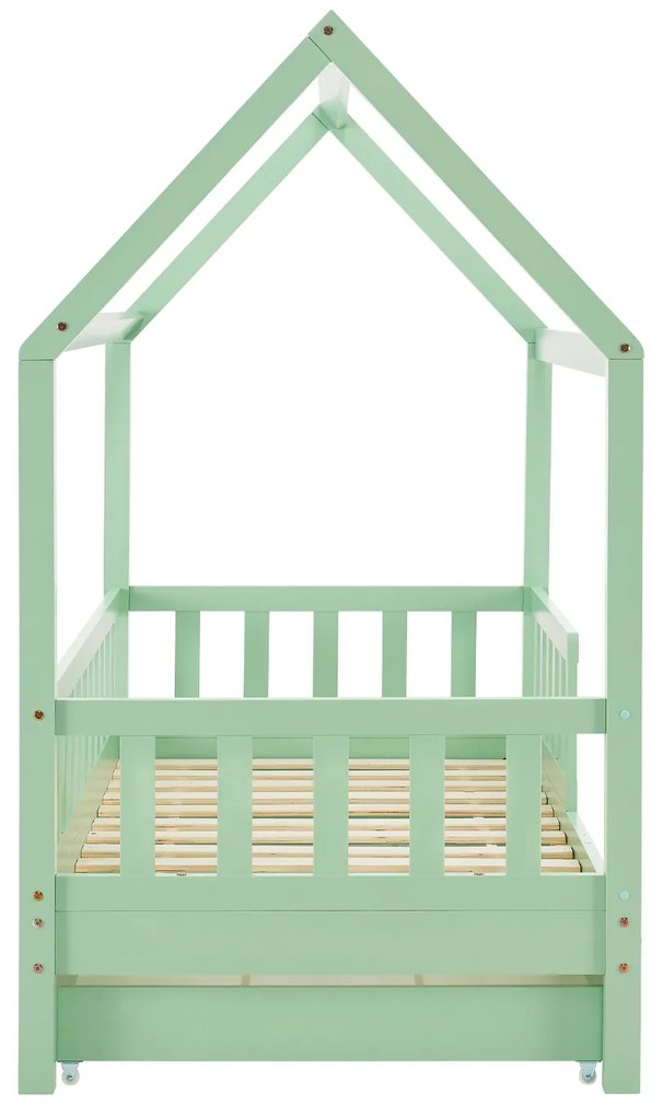 Patut Marli 90 x 200 cm cu 2 sertare si grilaj cu lamele - mentol