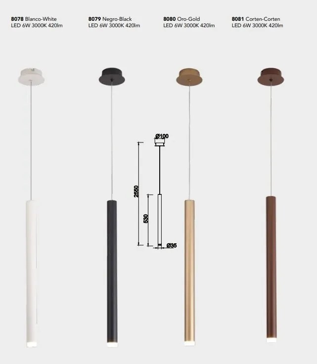 Pendul LED tubular design modern minimalist CALA alb