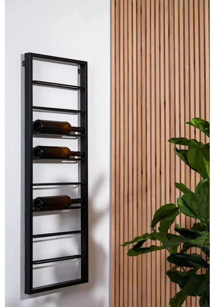 Raft pentru sticle de vin negru pentru perete din metal 42x120x6 cm Macaben – Light &amp; Living