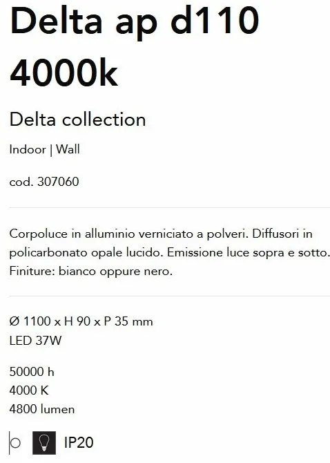 Aplica LED iluminat ambiental Delta ap d110 4000k