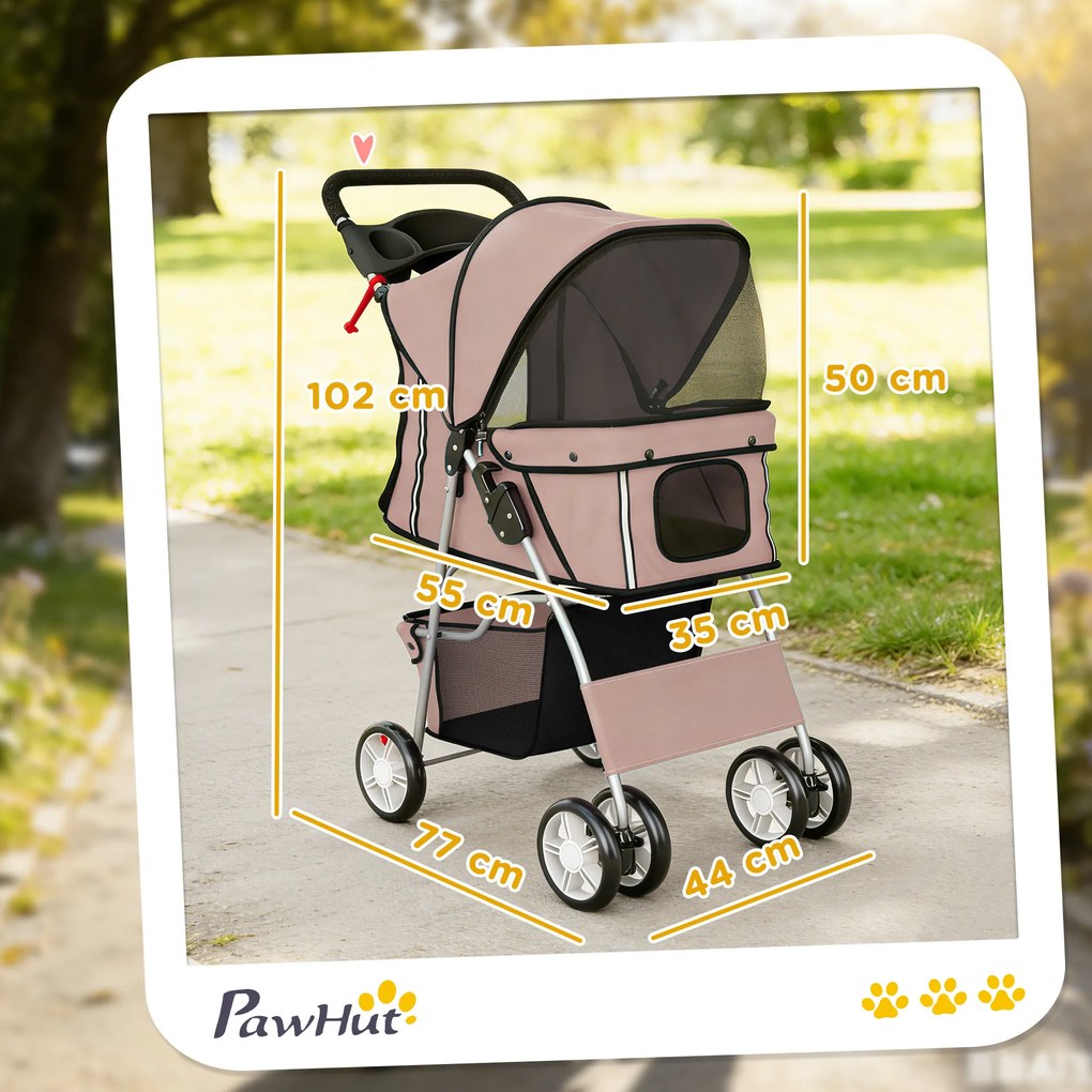 PawHut Carucior Animale Pliabil Cafeniu – 75×45×97 cm, Confort &amp; Mobilitate | Aosom Romania