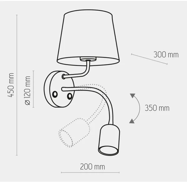 Lampă de perete MAJA 1xE27/15W/230V + 1xGU10/10W/230V albă