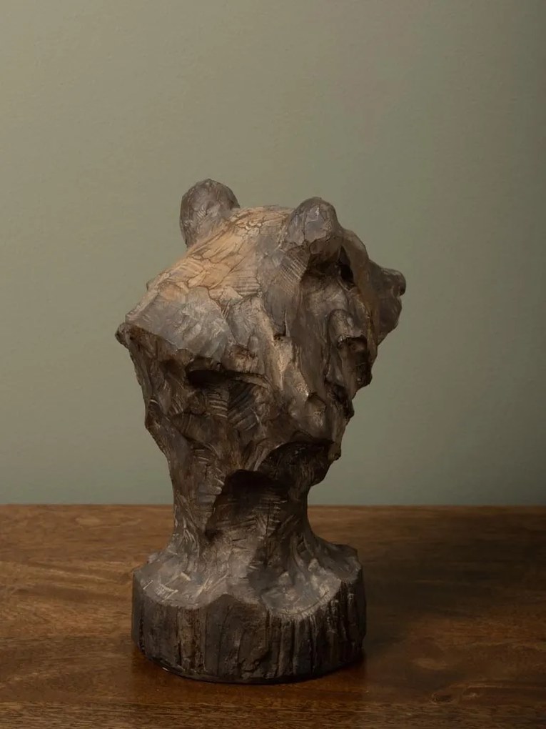 Decorațiune cap de urs brun din rășină, H22,5 cm