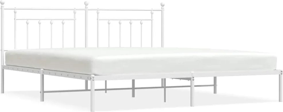 vidaXL Cadru de pat metalic cu tăblie, alb, 193x203 cm