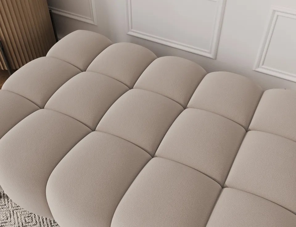 Taburet Tapitat cu Picioare Ferivo, beige plush – Sola 18