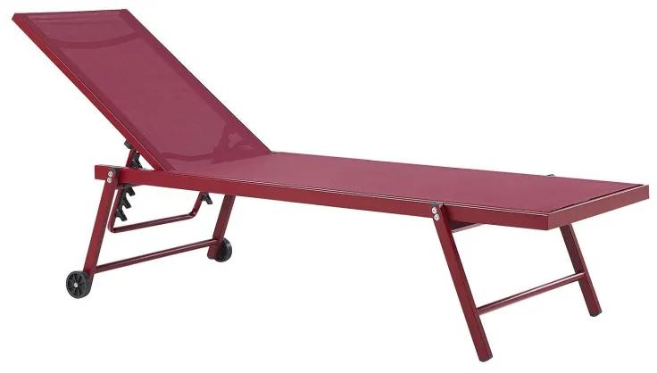 Sezlong reclinabil Portofino, rosu, 198 x 65 x 107 cm