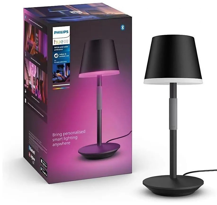 Philips Hue GO lampă LED RGBW, dimabilă, touch, 6,2W, 230V, 2000-6500K, IP54