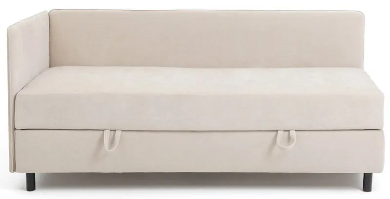 Pat bej tapițat cu spațiu de depozitare cu saltea 120x200 cm Avela – Bonami Selection