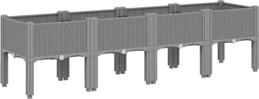 vidaXL Jardinieră de grădină cu picioare, gri deschis, 160x40x42cm, PP