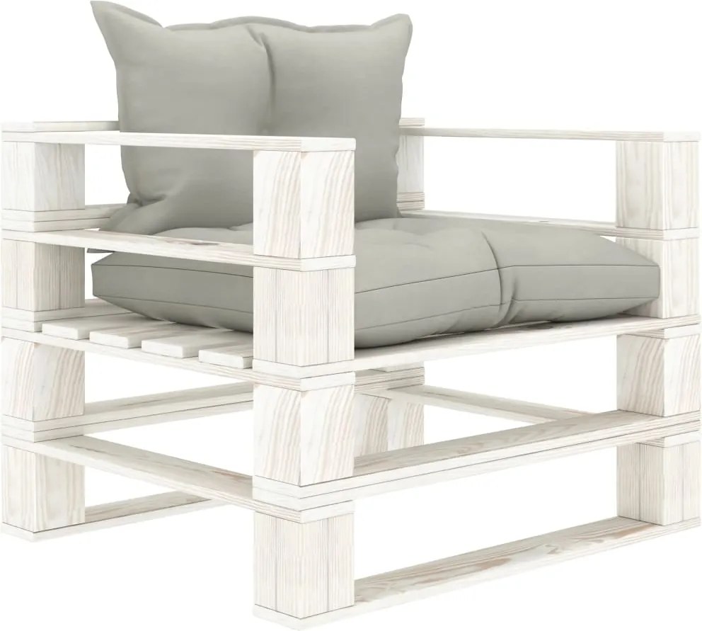 vidaXL Canapea de grădină din paleți, perne gri taupe, lemn