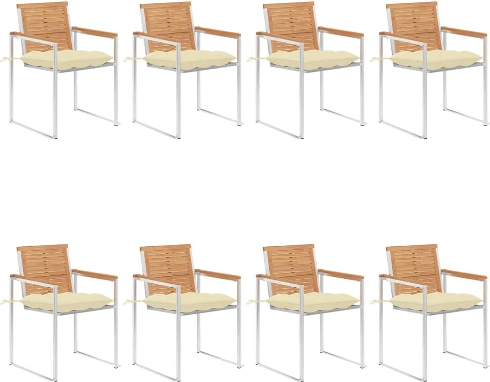 vidaXL Scaune de grădină cu perne, 8 buc., lemn masiv de tec