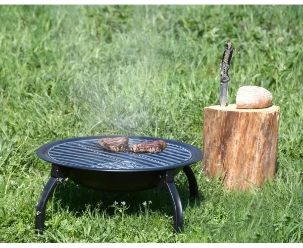 Vatră portabilă cu grătar neagră
