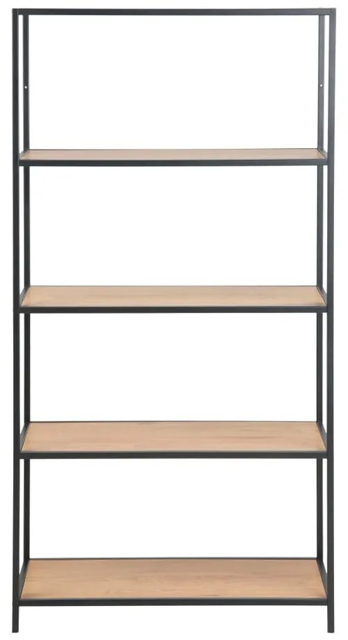 Bibliotecă neagră/în culoare naturală cu aspect de lemn de stejar 77x150 cm Seaford – Actona