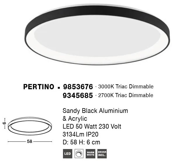 Plafoniera LED dimabila design circular PERTINO D-58cm
