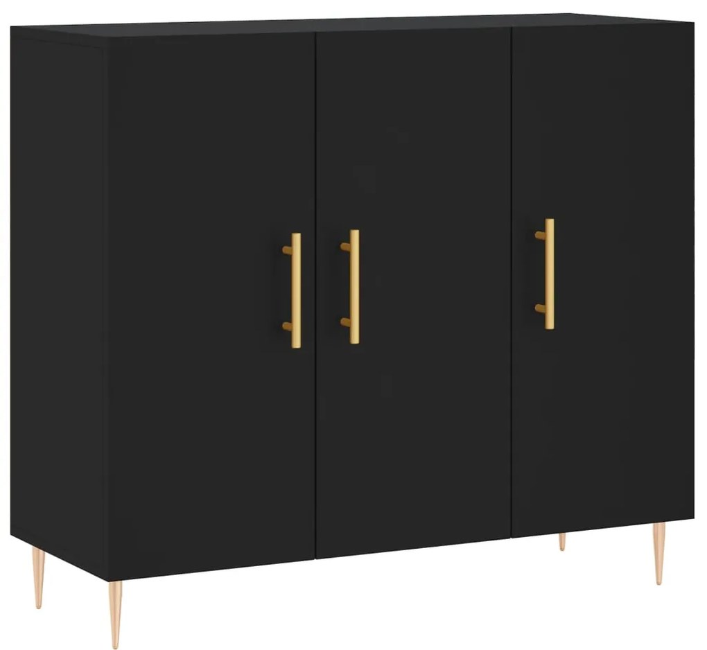 828093 vidaXL Servantă, negru, 90x34x80 cm, lemn compozit