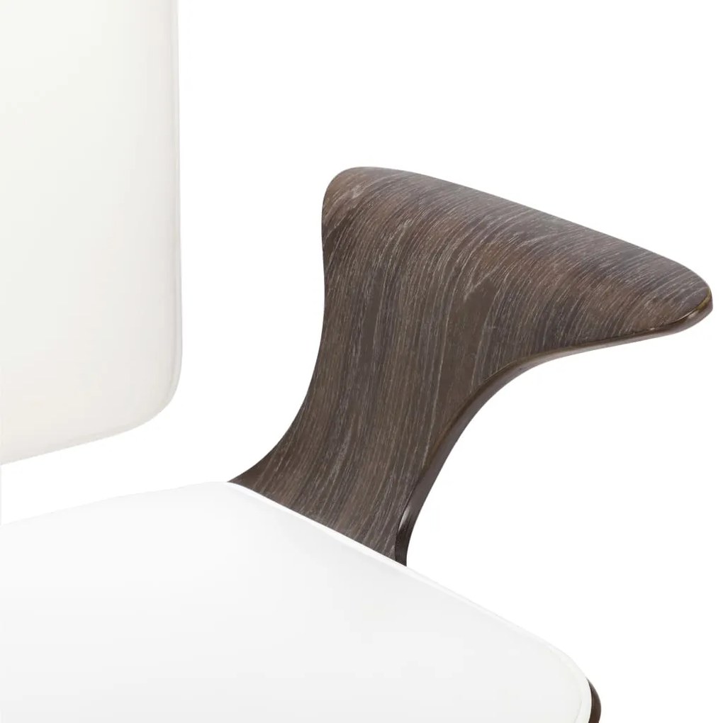 Scaun de birou rotativ, alb, piele ecologica si lemn curbat 1, Alb si gri