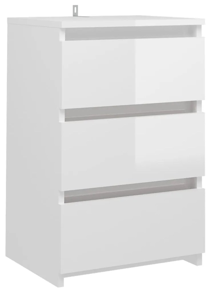 806223 vidaXL Noptieră, alb extralucios, 40x35x62,5 cm, lemn compozit