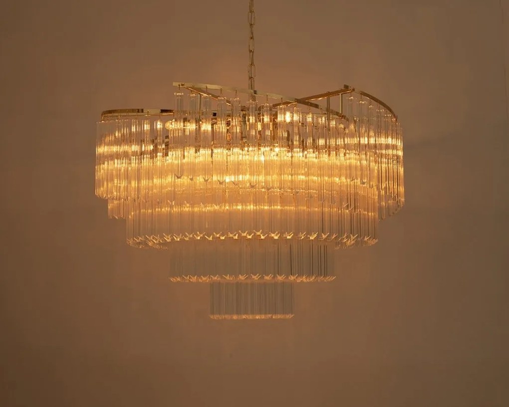 Lustra suspendata metal auriu si sticla LUMA 60