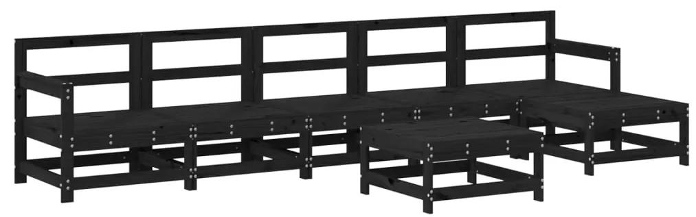 3186428 vidaXL Set mobilier grădină cu perne, 7 piese, negru, lemn masiv pin