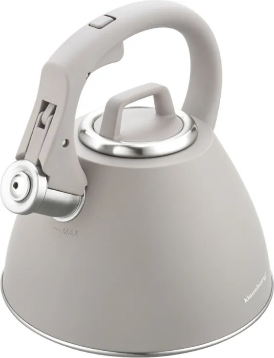 Fierbător fluierător Klausberg KB 7953, 2.5 l, Oțel inoxidabil, Mâner termoizolant, Inducție, Bej