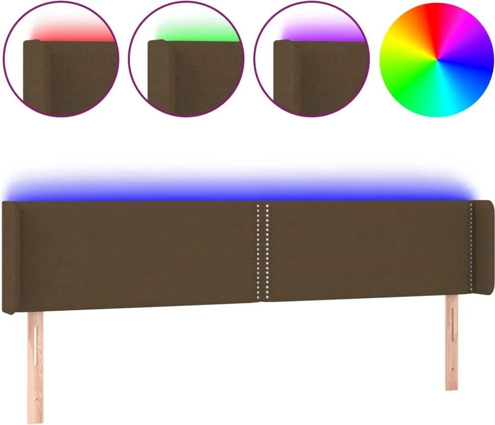 vidaXL Tăblie de pat cu LED, maro închis, 183x16x78/88 cm, textil