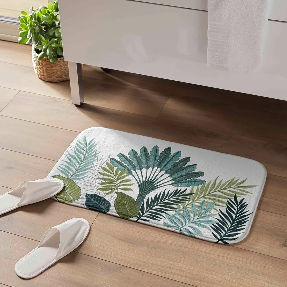 Covoraș de baie alb-verde 45x75 cm Panazio – douceur d'intérieur