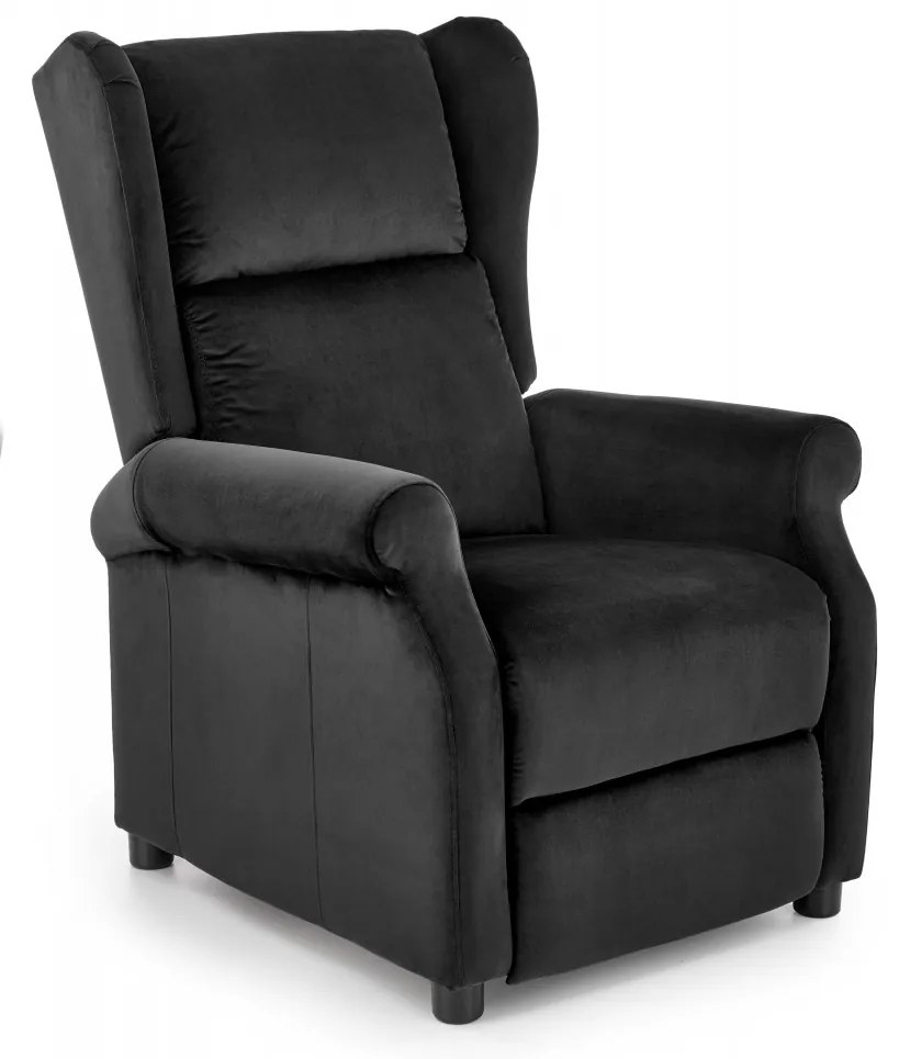 Fotoliu recliner Agustin 2 velvet negru H107 cm