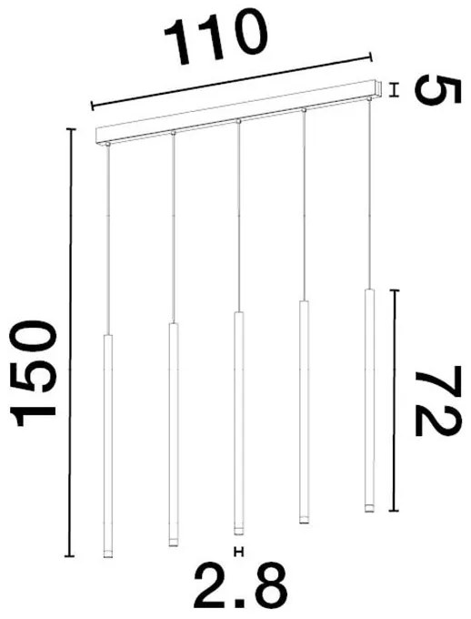 Lustra cu 5 pendule LED design tubular DANDIA